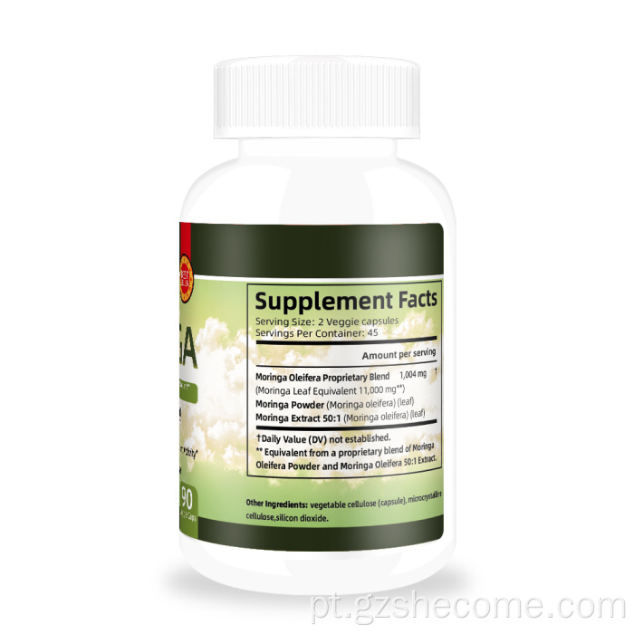 Shecome Moringa Cápsulas Energia Antioxidante Suporte Imunológico